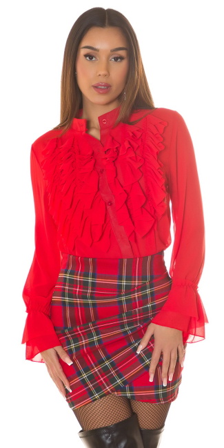 Blouse met ruches rood